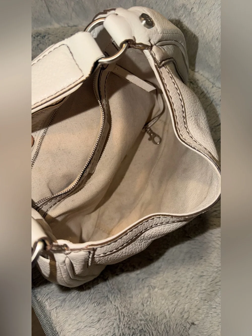 Michael Kors Cream Pebbled Leather Hobo with Gold-Tone Accent